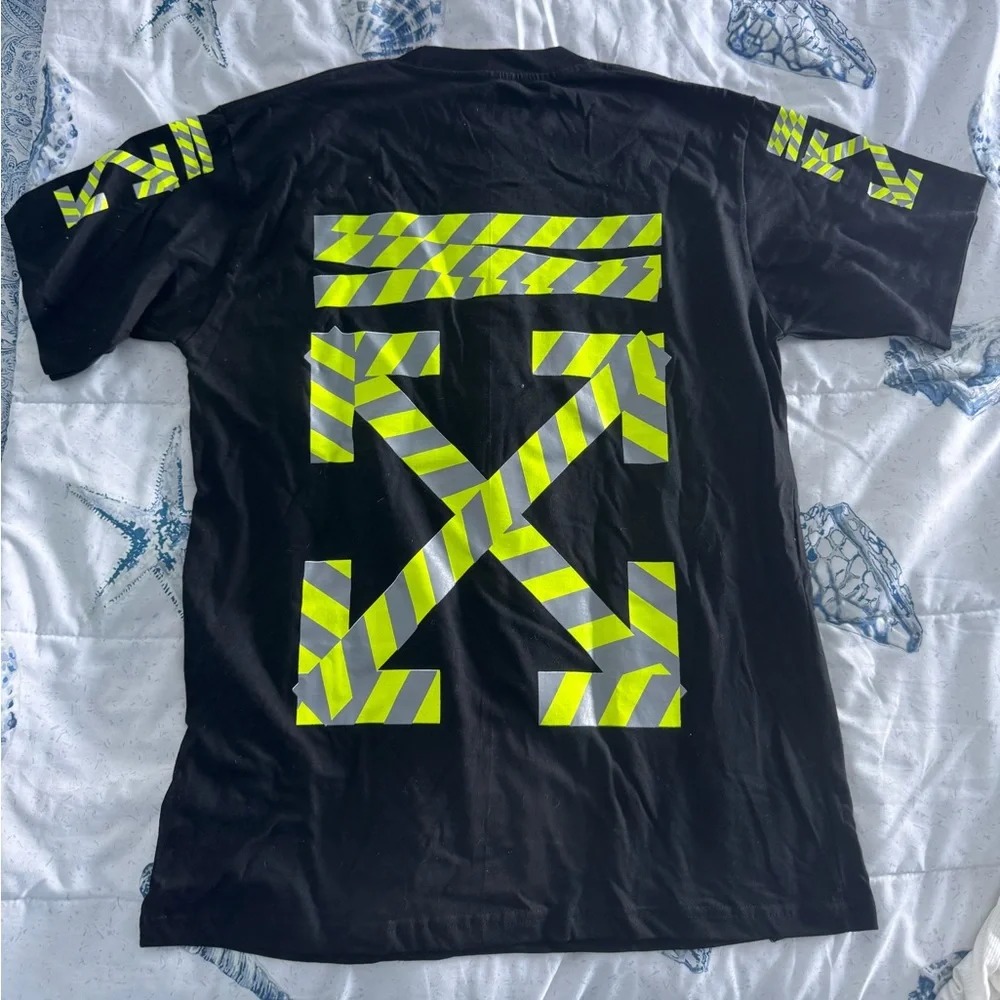 Off-White Black Tee with Yellow and Blue Graphics - Picture 2 of 2